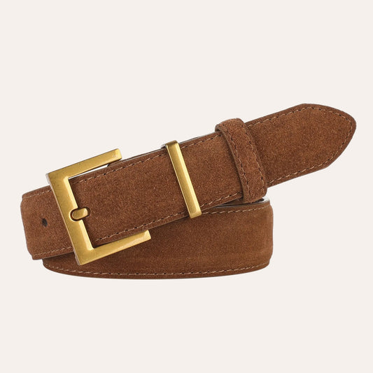 La Victoire — Ceinture cuir suédé femme boucle dorée argentée