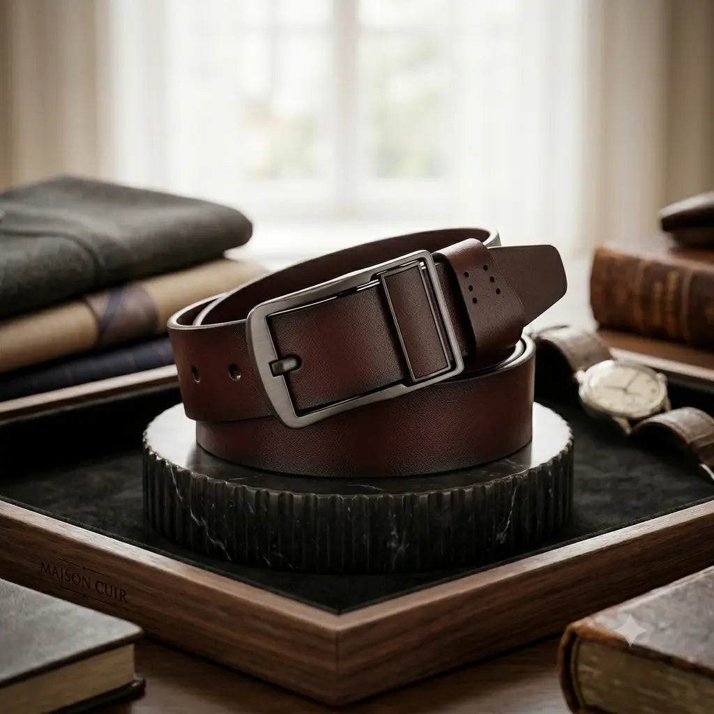 Le Henri — Détail boucle ardillon cuir grande taille