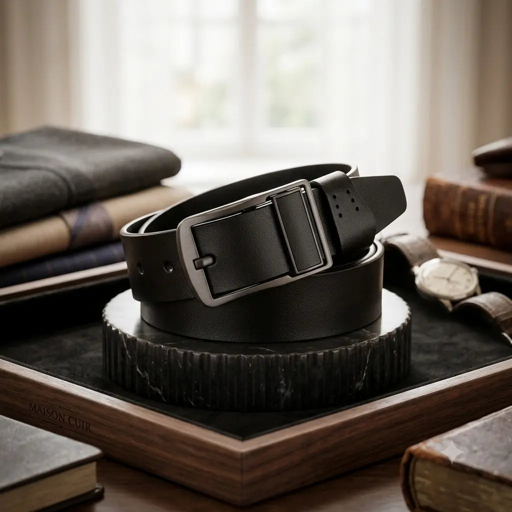 Le Henri — Ceinture cuir homme grande taille marron ardillon