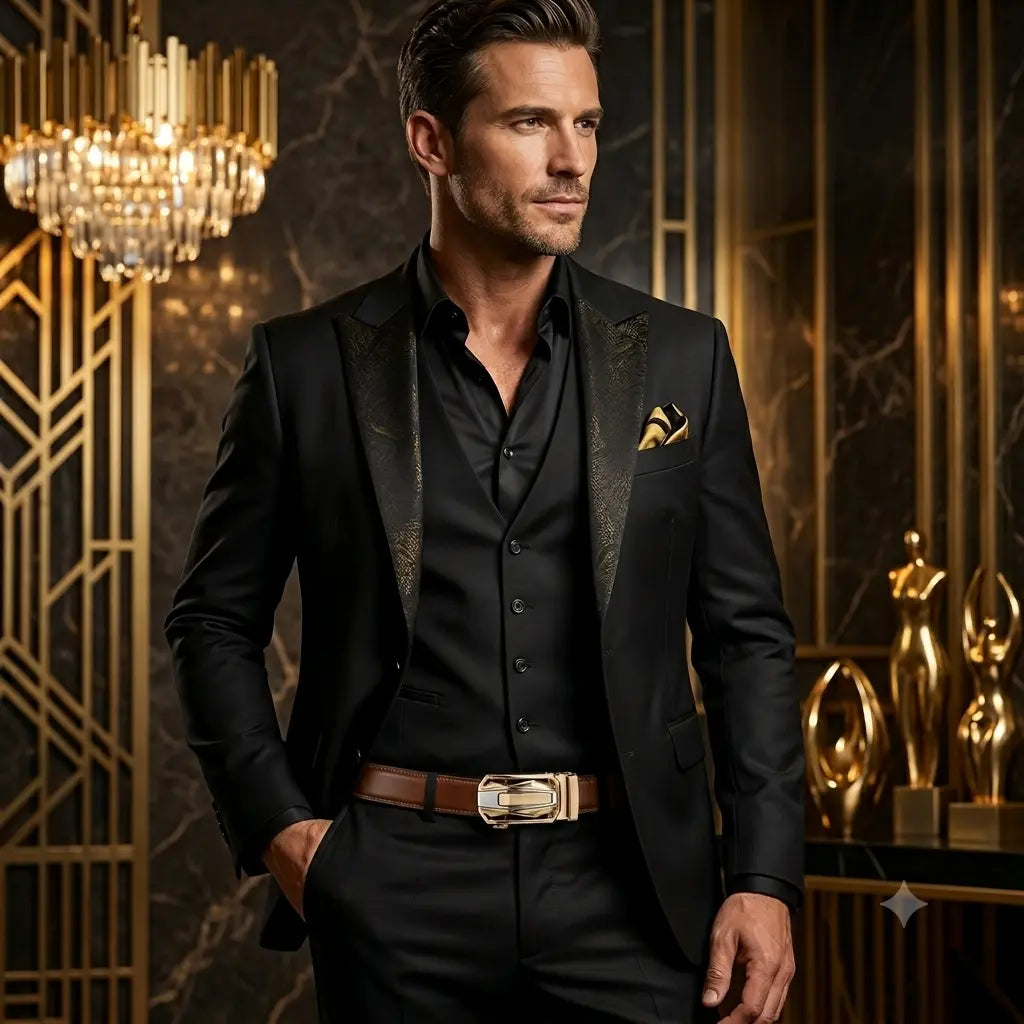 L’Armand — Détail boucle bicolore dorée argentée homme