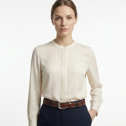 La Nathalie — Ceinture cuir surpiqué cognac femme
