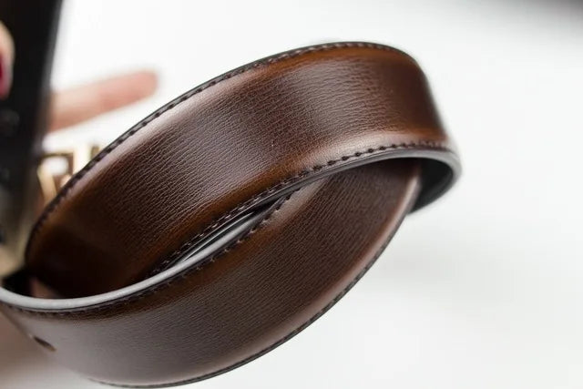La Juliette — Cuir réversible · Boucle dorée double anneau