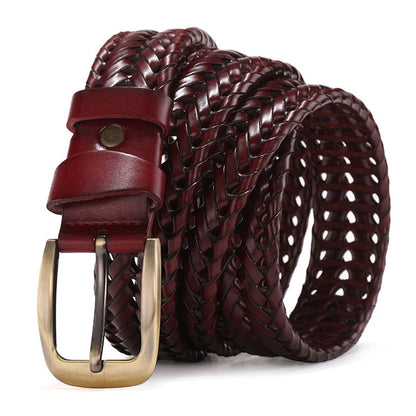 La Léa — Détail boucle dorée vintage cuir tressé
