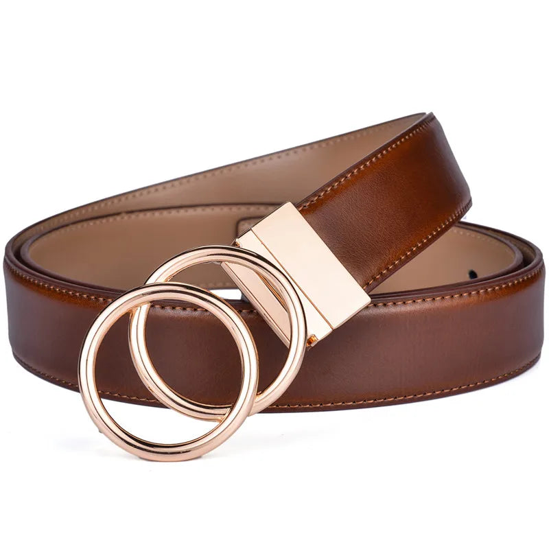 La Juliette — Ceinture cuir réversible femme boucle dorée double anneau