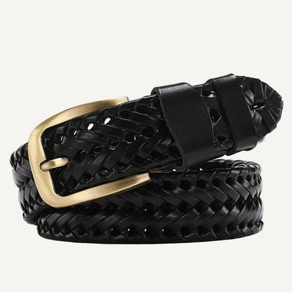 La Léa — Cuir tressé · Boucle dorée vintage