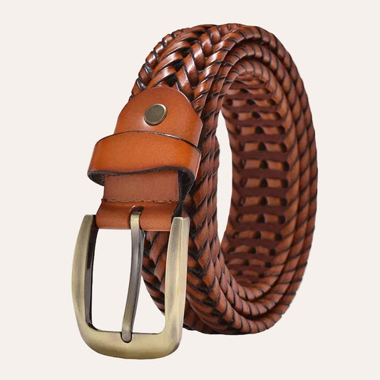 La Léa — Ceinture cuir tressé femme boucle dorée vintage