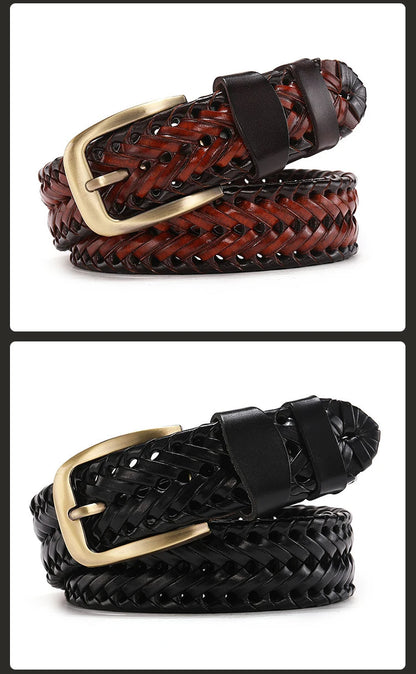 La Léa — Ceinture cuir tressé femme portée