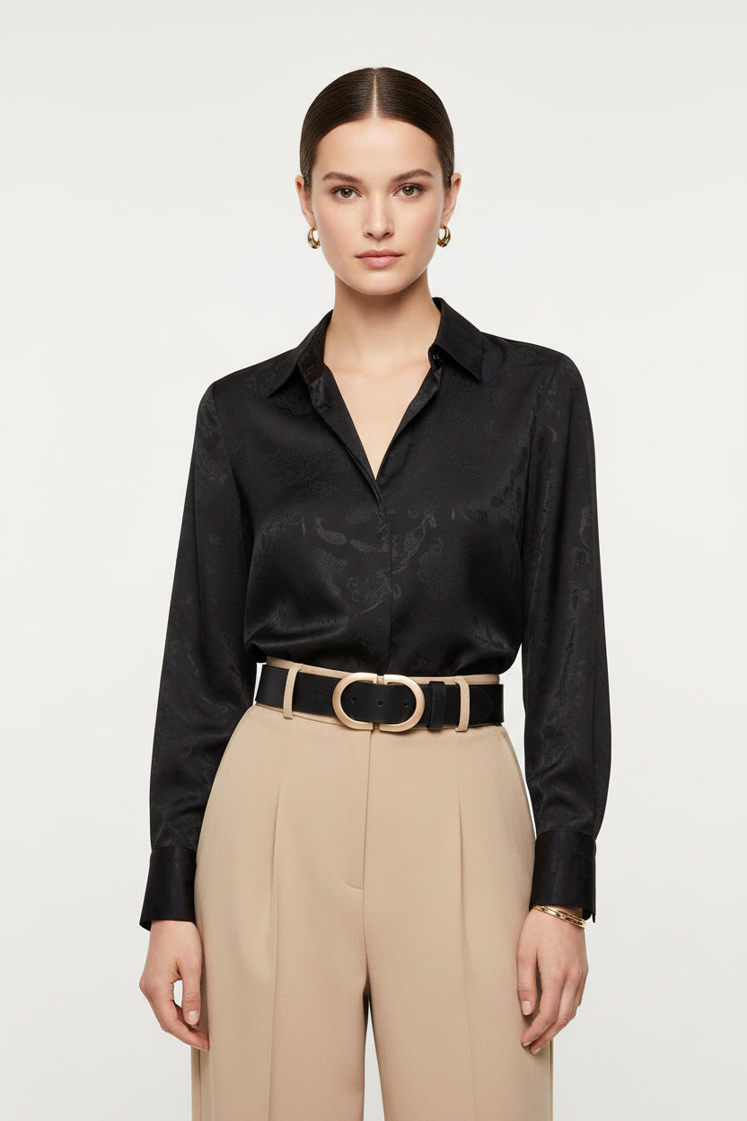 La Chloé — Ceinture cuir lisse femme portée