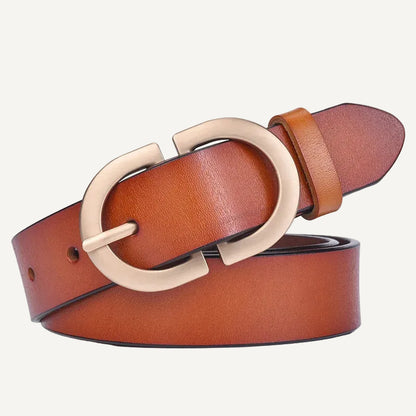 La Chloé — Ceinture cuir lisse marron boucle ronde
