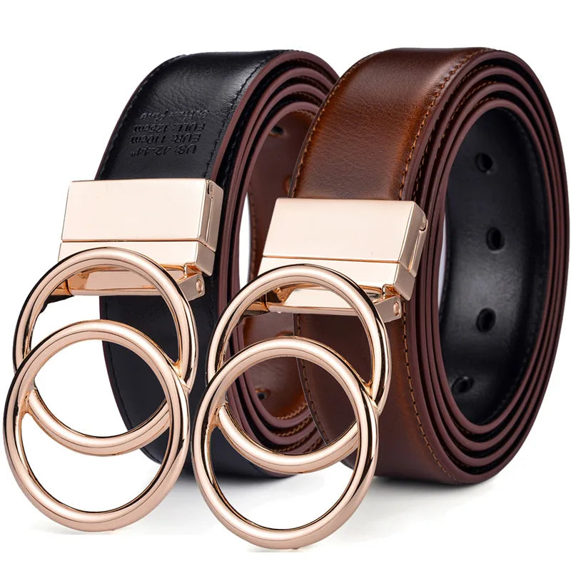 La Juliette — Cuir réversible · Boucle dorée double anneau