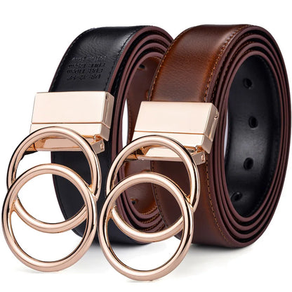 La Juliette — Cuir réversible · Boucle dorée double anneau