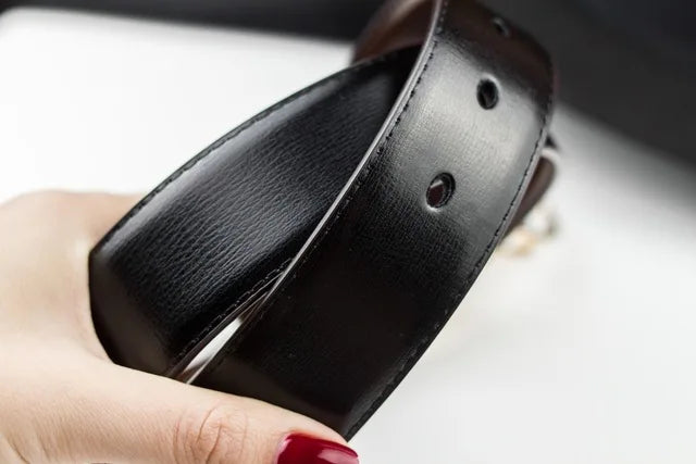 La Juliette — Cuir réversible · Boucle dorée double anneau