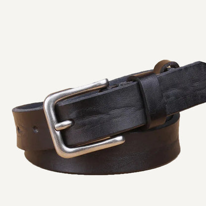 La Diane — Ceinture cuir vintage noir boucle argentée