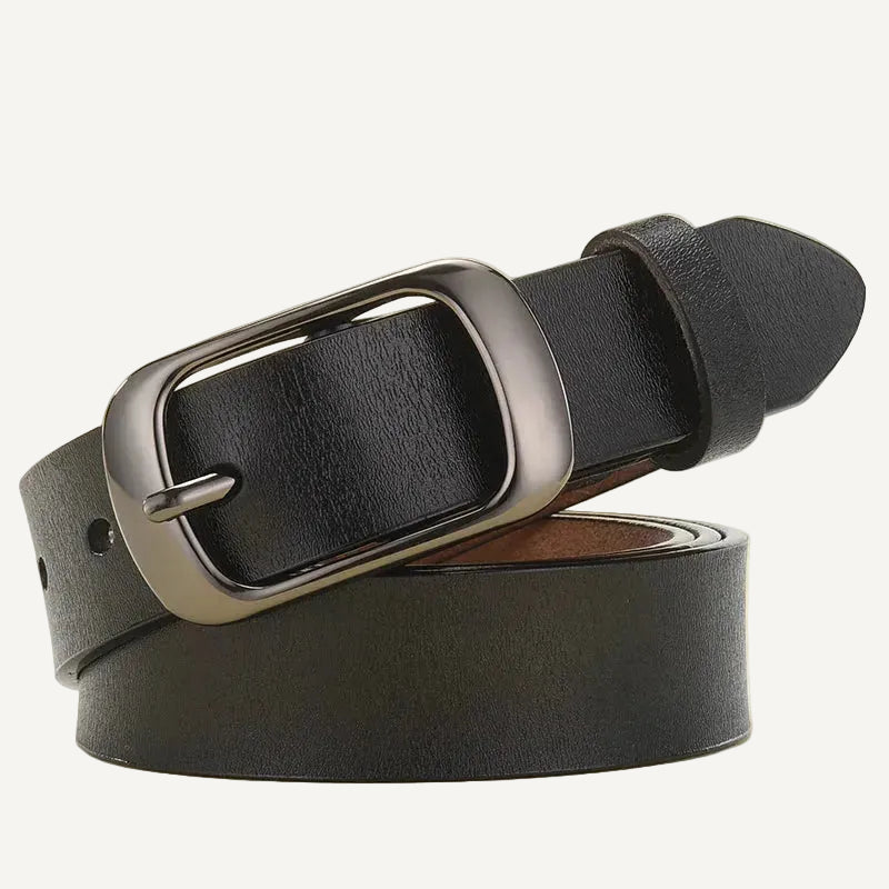 La Inès — Ceinture cuir grainé noir femme