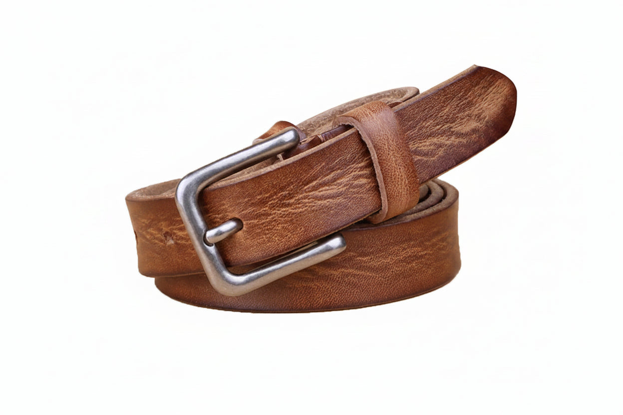 La Diane — Ceinture cuir vintage cognac boucle carrée