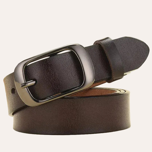 La Inès — Ceinture cuir grainé femme boucle classique
