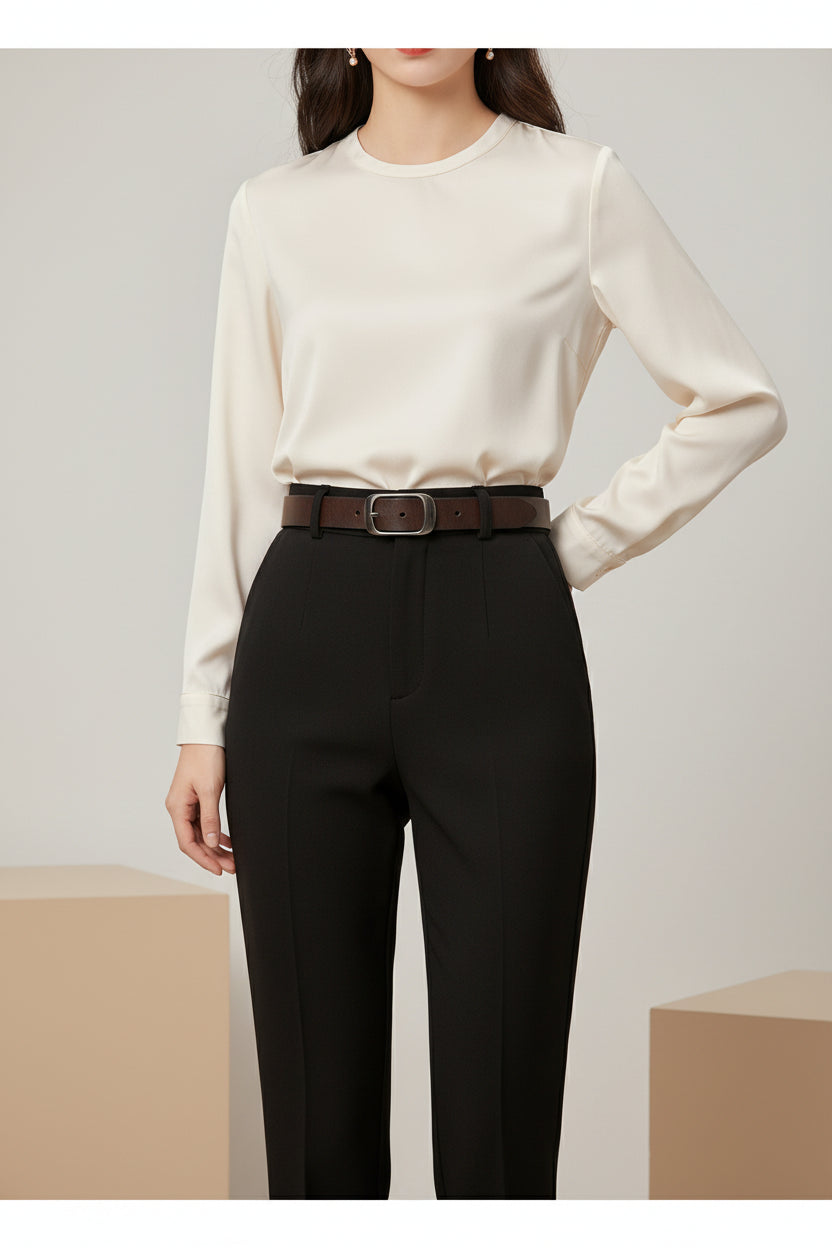 La Inès — Ceinture cuir grainé marron femme