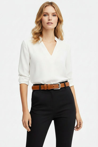 La Nathalie — Ceinture cuir femme style élégant argenté
