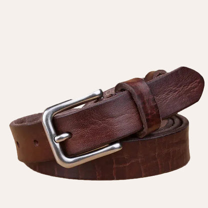 La Diane — Ceinture cuir vintage femme boucle argentée carrée