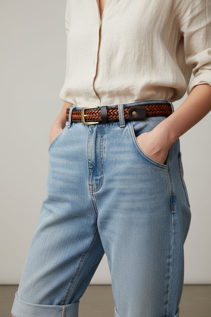 La Léa — Ceinture cuir tressé marron femme