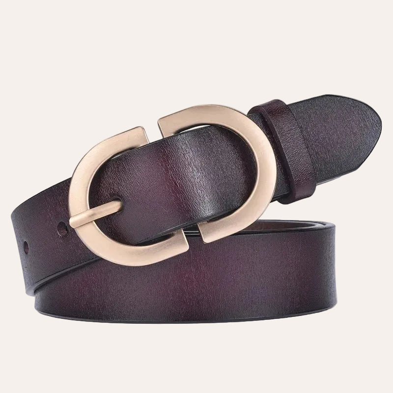 La Chloé — Ceinture cuir lisse femme boucle dorée ronde