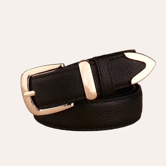 La Camille — Ceinture cuir lisse femme boucle dorée classique