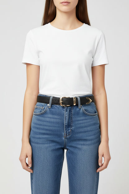 La Camille — Ceinture cuir femme portée