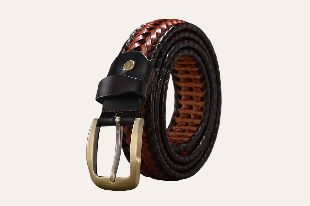 La Léa — Ceinture cuir tressé noir femme