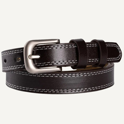 La Nathalie — Ceinture cuir surpiqué marron femme