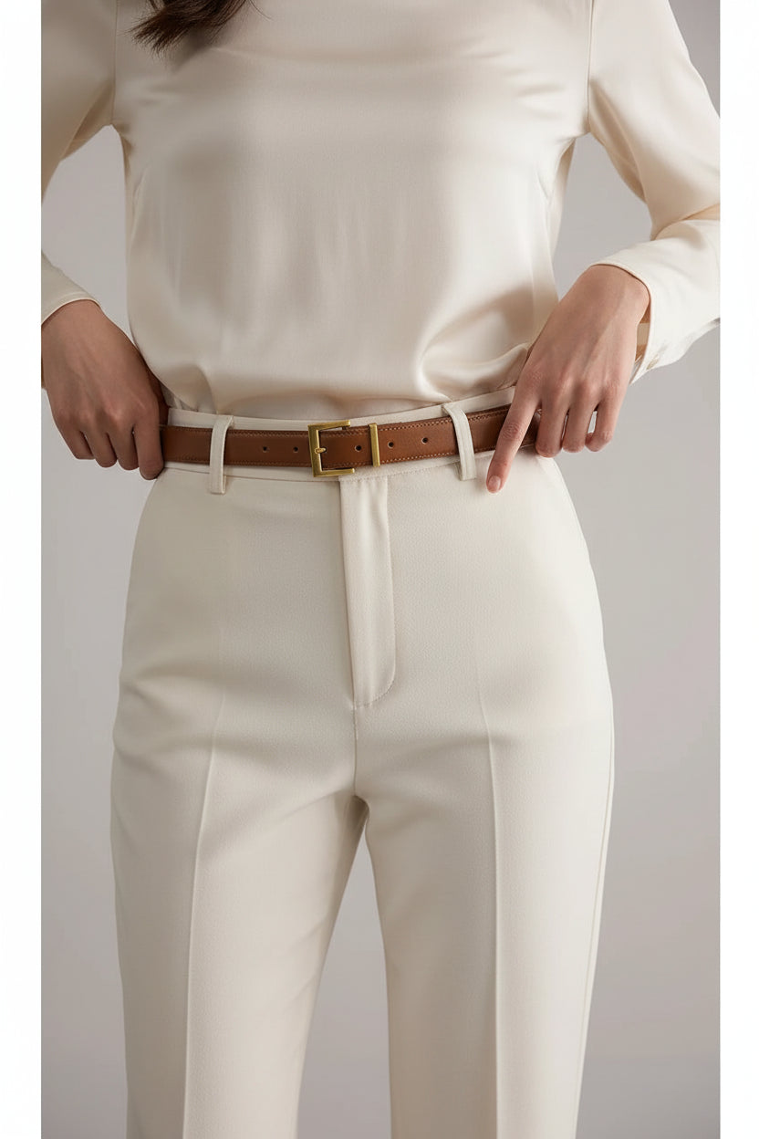 L’Audrey — Détail boucle argentée cuir lisse