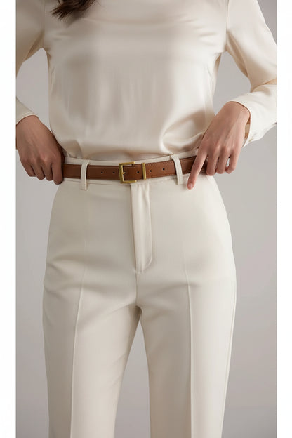 L’Audrey — Détail boucle argentée cuir lisse