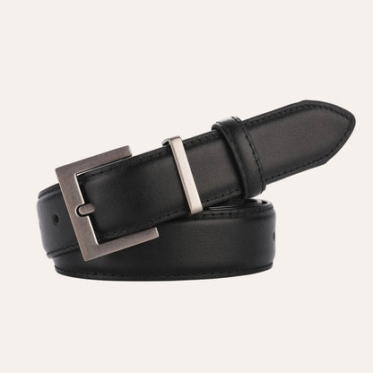 L’Audrey — Ceinture cuir lisse noir boucle dorée