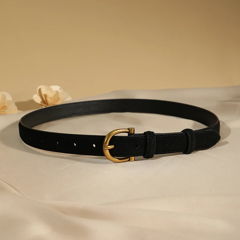 La Élise — Ceinture cuir suédé marron femme
