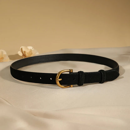 La Élise — Ceinture cuir suédé marron femme