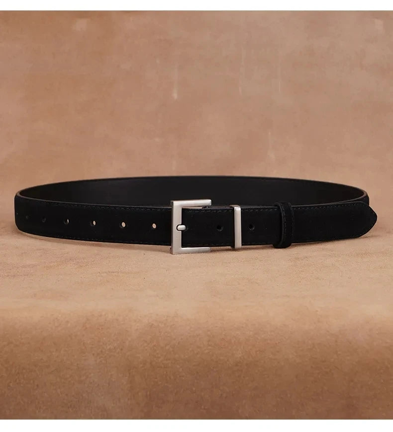 La Victoire — Cuir suédé · Boucle dorée & argentée