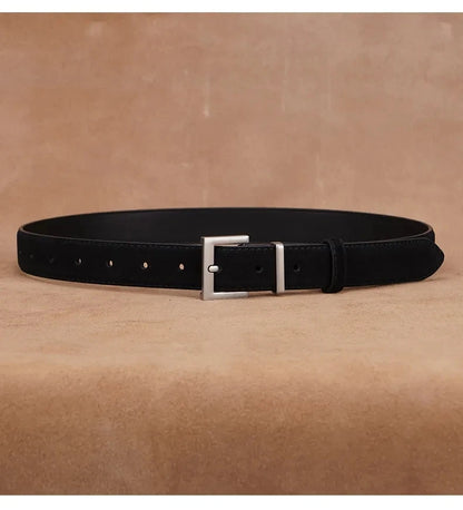 La Victoire — Cuir suédé · Boucle dorée & argentée