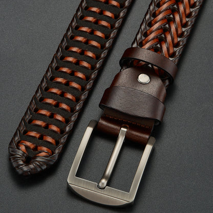 Le Gaston — Détail tressage cuir ardillon homme