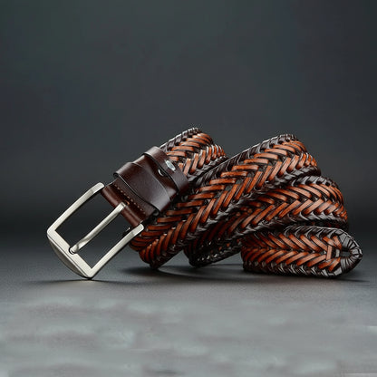 Le Gaston — Ceinture tressée ardillon noir homme