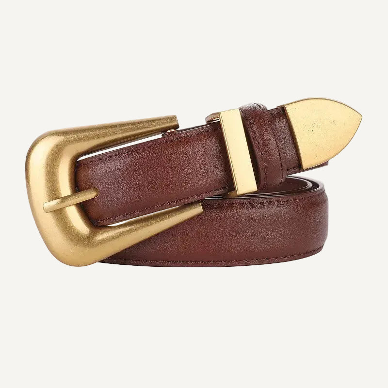 La Sophie — Ceinture cuir cognac boucle argentée