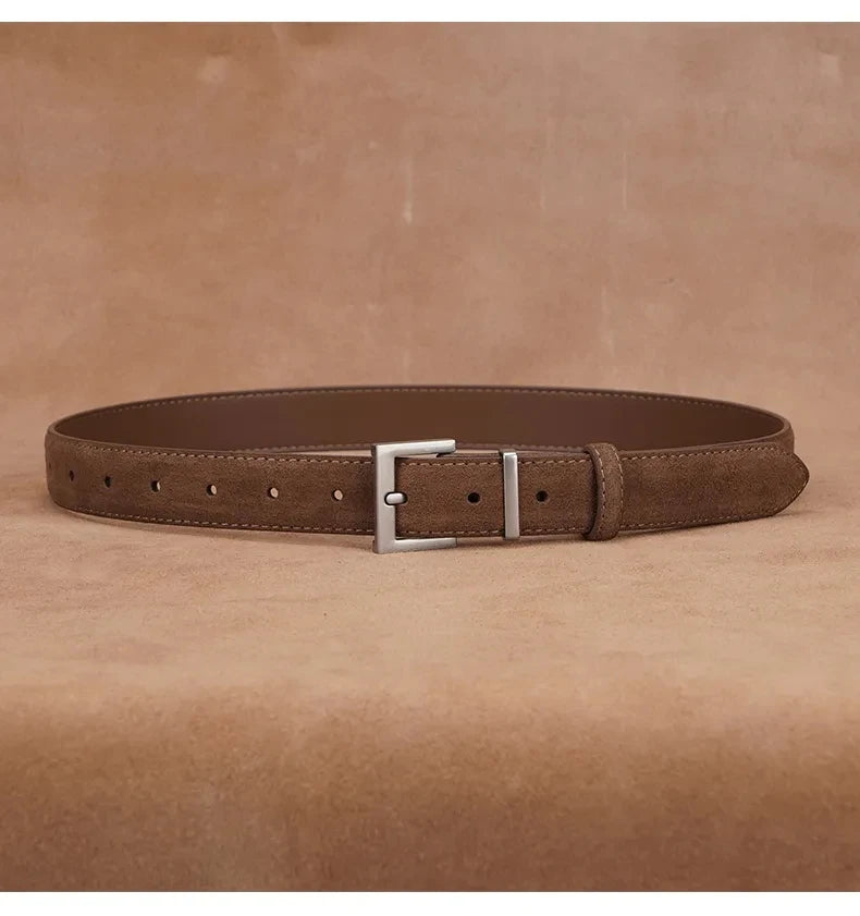 La Victoire — Ceinture cuir suédé noir boucle argentée