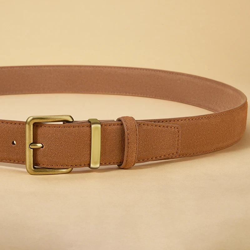 La Margot — Ceinture cuir suédé large marron femme