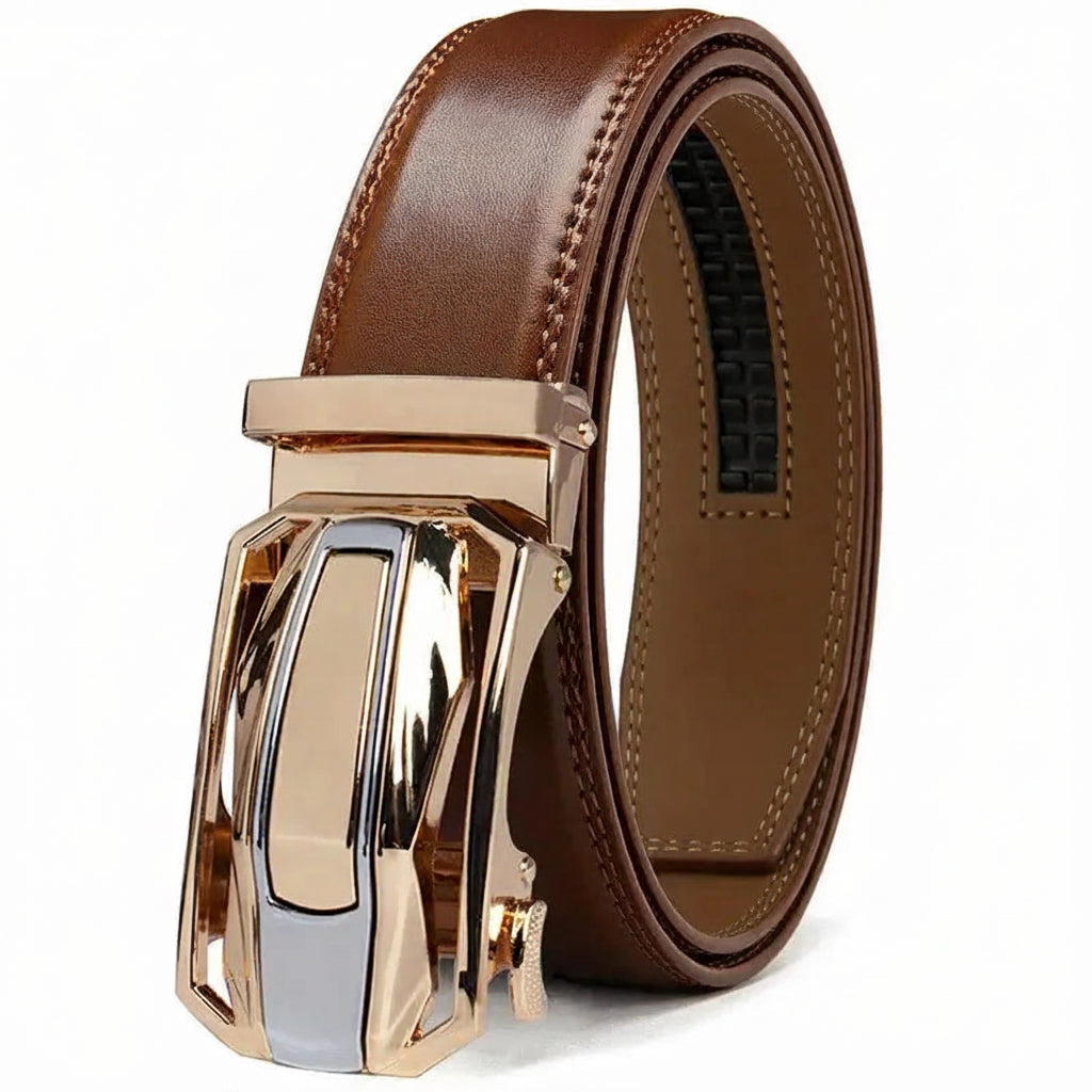 L’Armand — Ceinture cuir homme boucle automatique bicolore dorée argentée