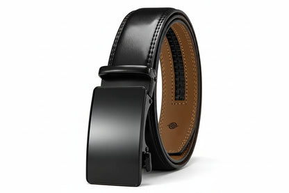 Le Clément — Ceinture cuir homme noir boucle argentée business