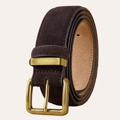 La Margot — Ceinture cuir suédé large femme boucle dorée vintage