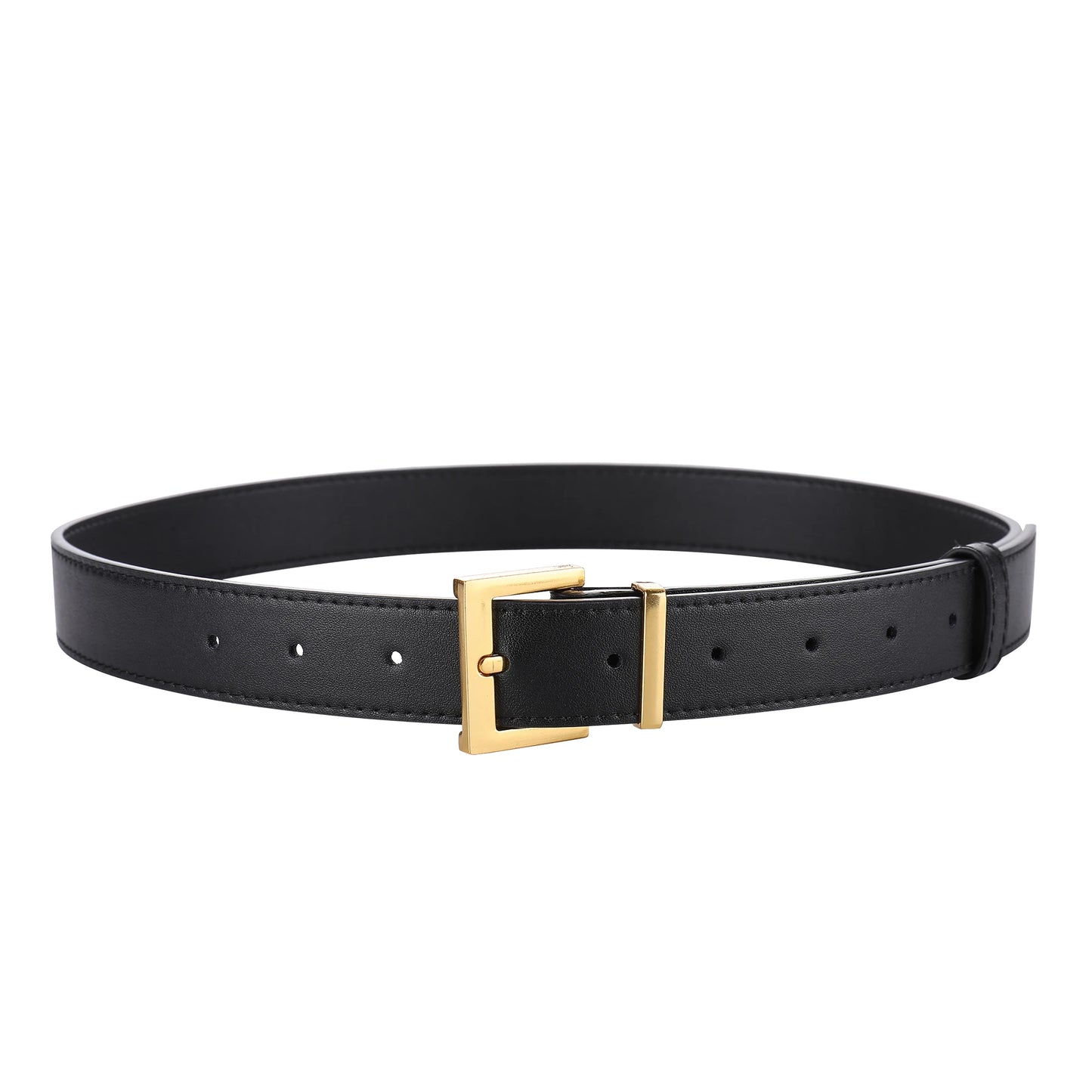 L’Audrey — Ceinture cuir lisse cognac boucle dorée