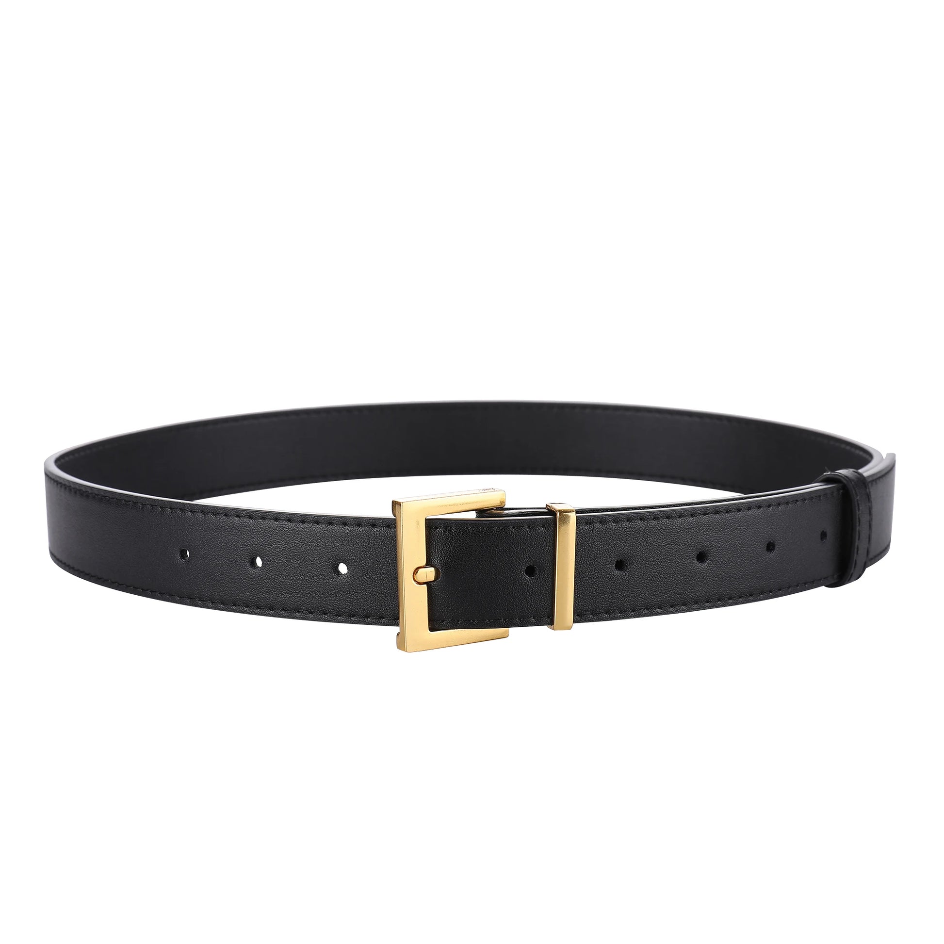 L’Audrey — Ceinture cuir lisse cognac boucle dorée