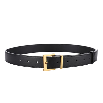 L’Audrey — Ceinture cuir lisse cognac boucle dorée