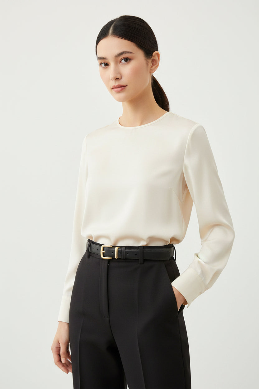 La Camille — Ceinture cuir lisse marron femme