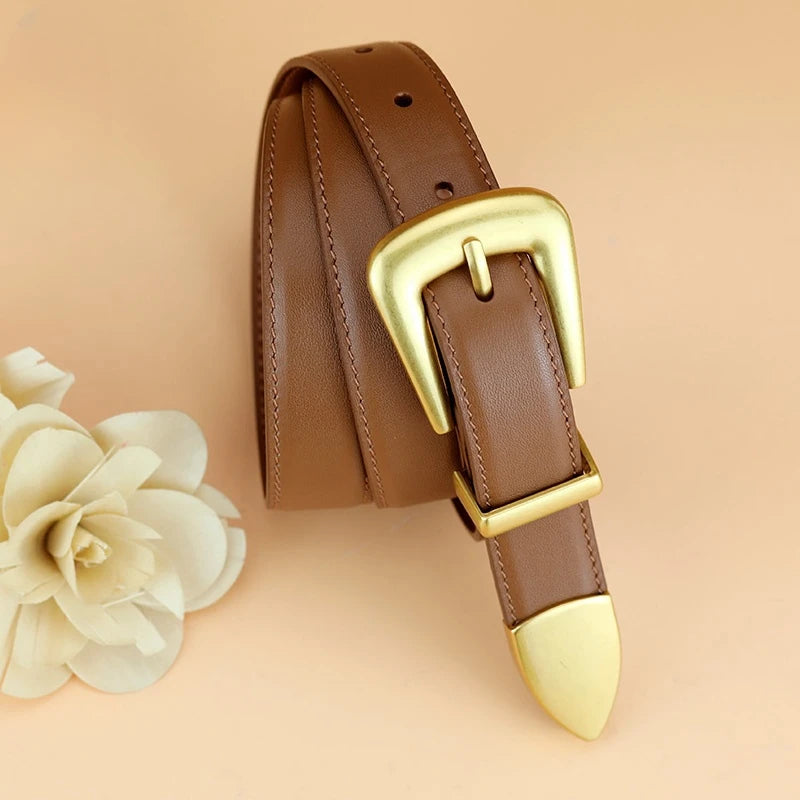 La Sophie — Cuir véritable · Boucle dorée & argentée