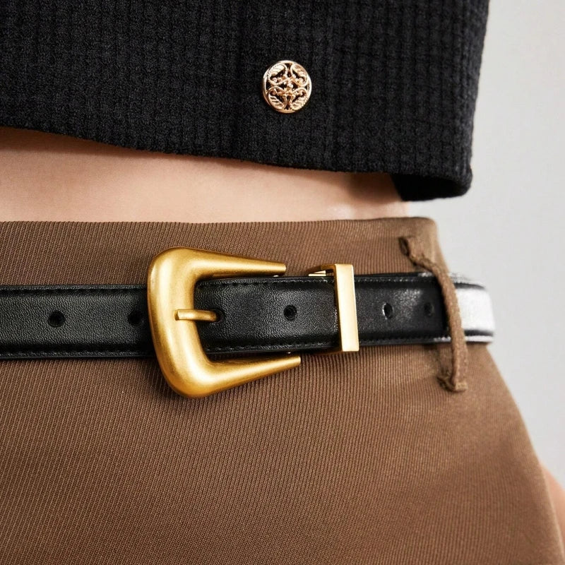 La Sophie — Cuir véritable · Boucle dorée & argentée